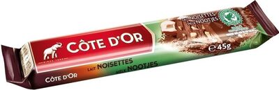 COTE D OR BARRES DE CHOCOLAT LAIT ECLATS DE NOISETTE 45GR