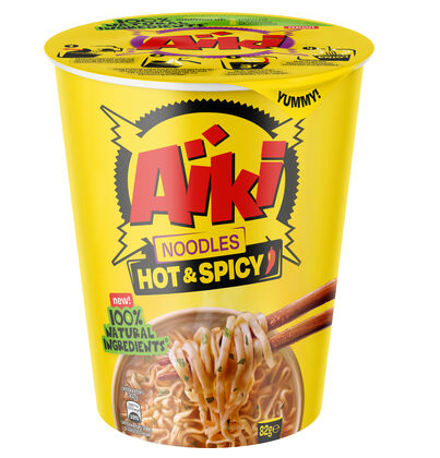 [100333] AIKI NOODLES HOT & SPICY  CUP 82GR 8Pcs