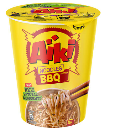 [100335] AIKI NOODLES BBQ CUP 82GR 8Pcs