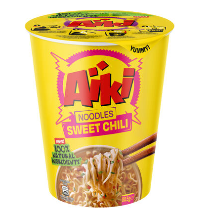 [100336] AIKI NOODLES SWEET CHILI CUP 81GR 8Pcs